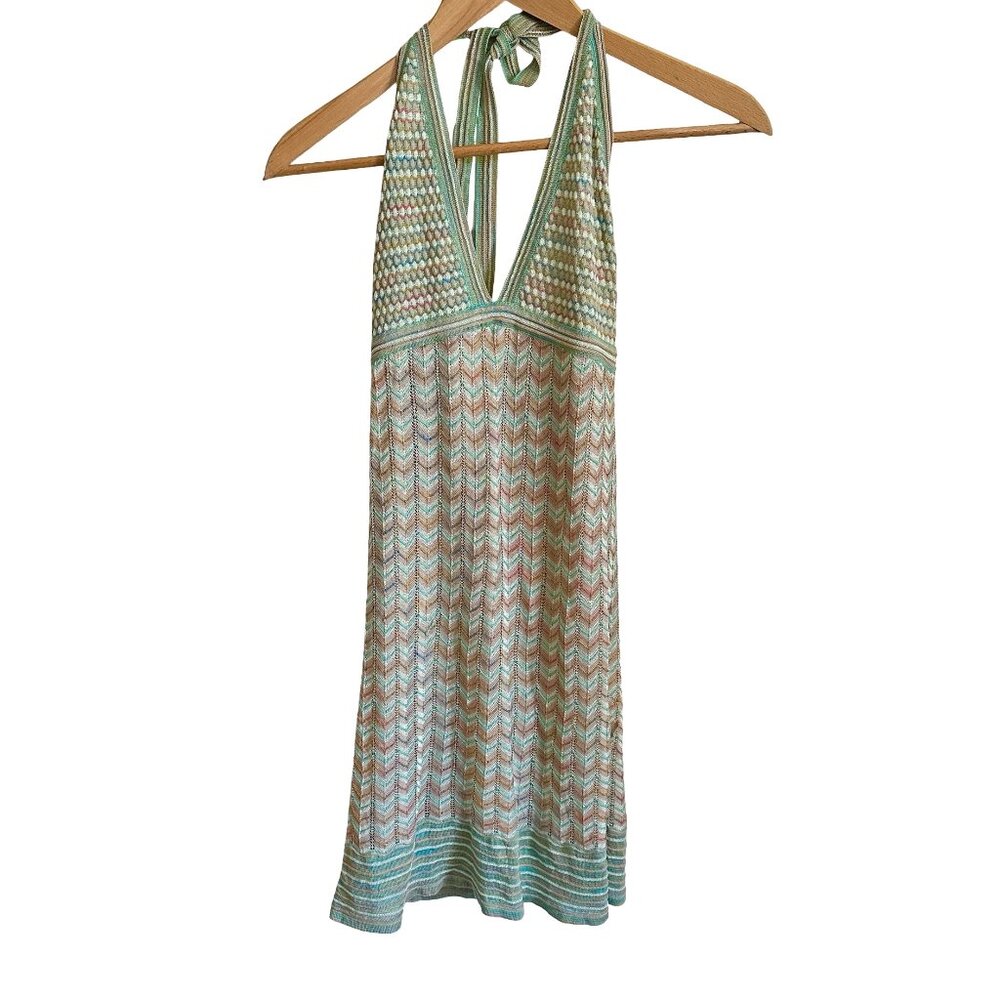 M by Missoni Green Multi-Color Halter Midi Dress